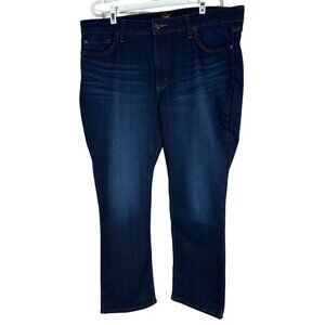 Lee Womens Straight Mid Rise Jeans Dark Blue Denim Size 18 Short Comfortable Fit